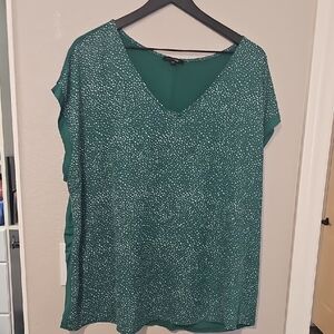 Papermoon Green And White 2x Speckled Blouse Silver Buttons Down Back NWOT